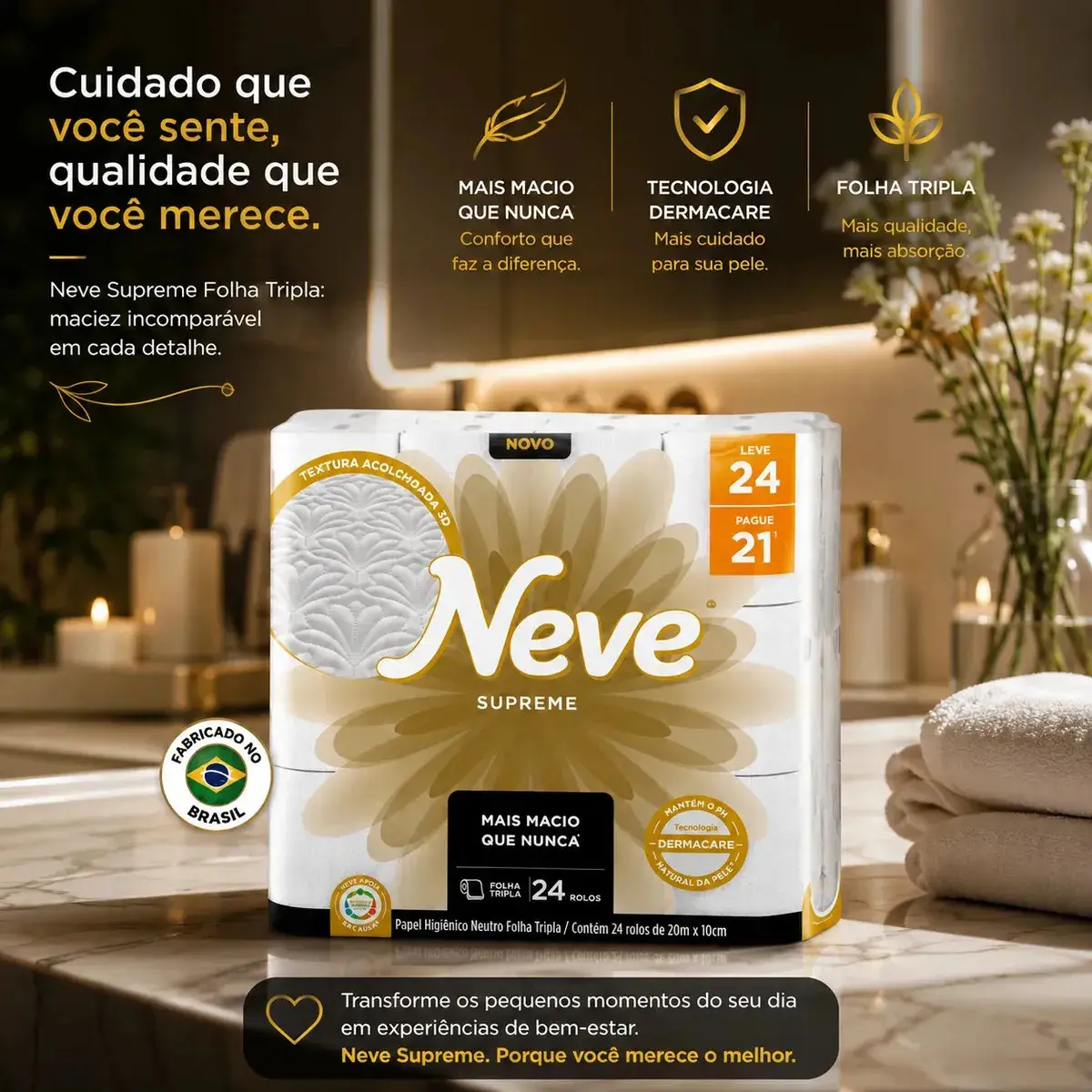 Papel Higiênico Supreme Folha Tripla 24 Rolos Neve Folha Tripla thumbnail 2