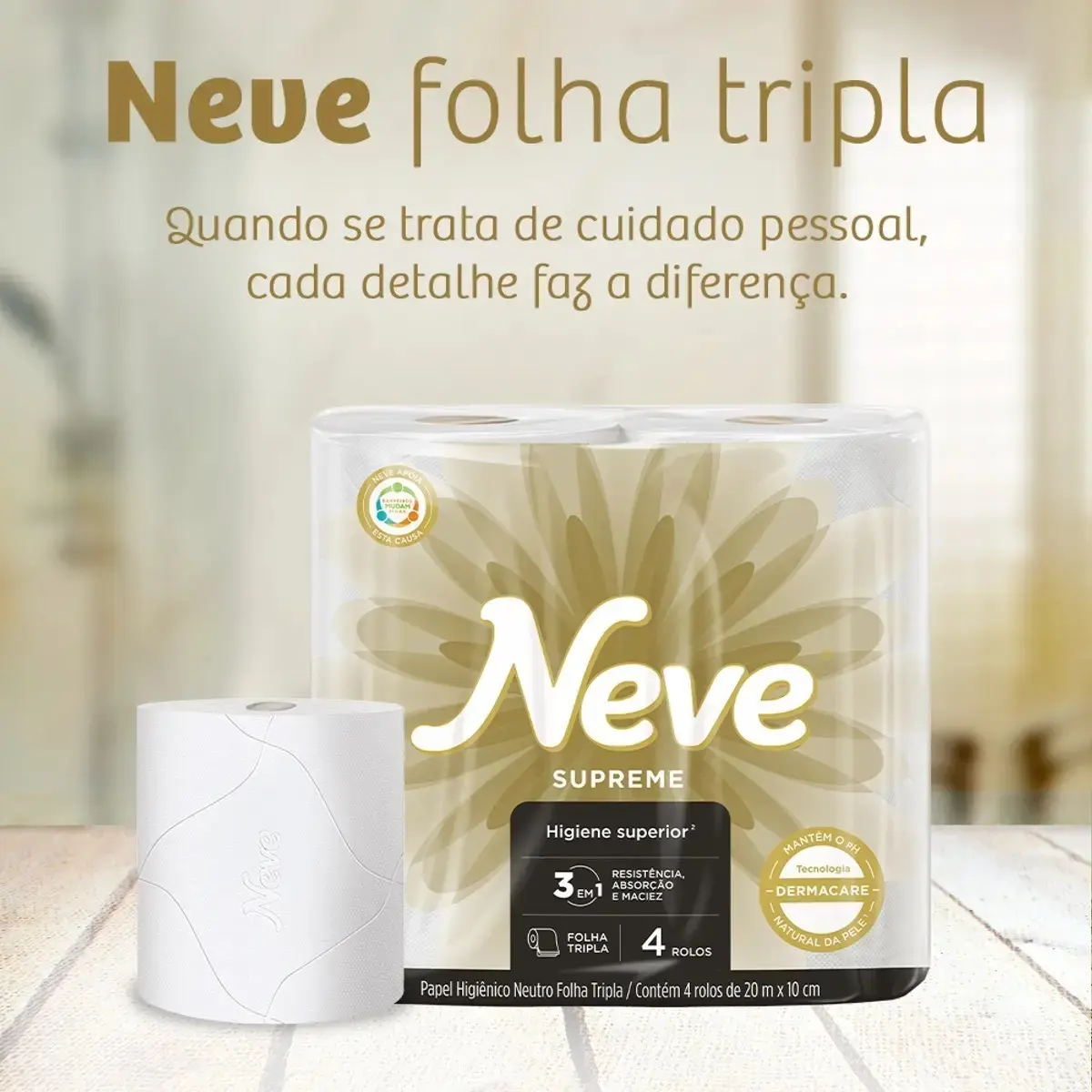 Papel Higiênico Supreme Folha Tripla 24 Rolos Neve Folha Tripla thumbnail 4