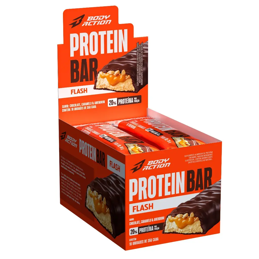 Barra de Proteína Snacks Protein Bar Flash 35g 10 Unids Bodyaction - 1