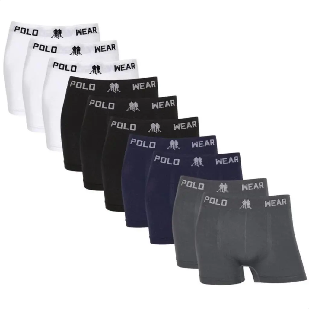 Kit 10 Cuecas Boxer Polo Wear Infantil Microfibra Sortido