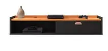 Rack Suspenso Tv 1.20 Home Decor 1 Porta Puxador Concha Nicho Decorativo Organizador Sala Quarto - Preto/Cinamomo - RPM Móveis - Preto - 1