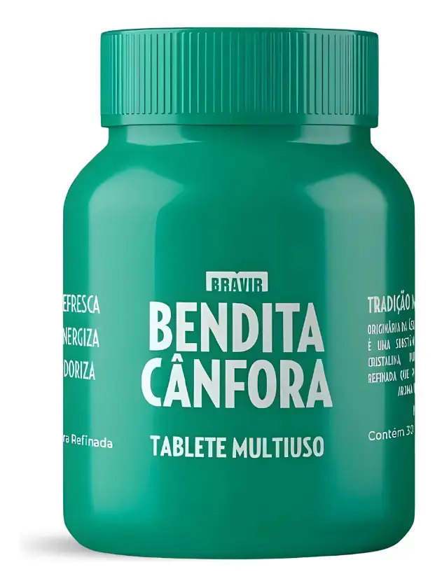 Bendita Cânfora Refinada Pote com 30 Tabletes Multiuso Bravir Casa
