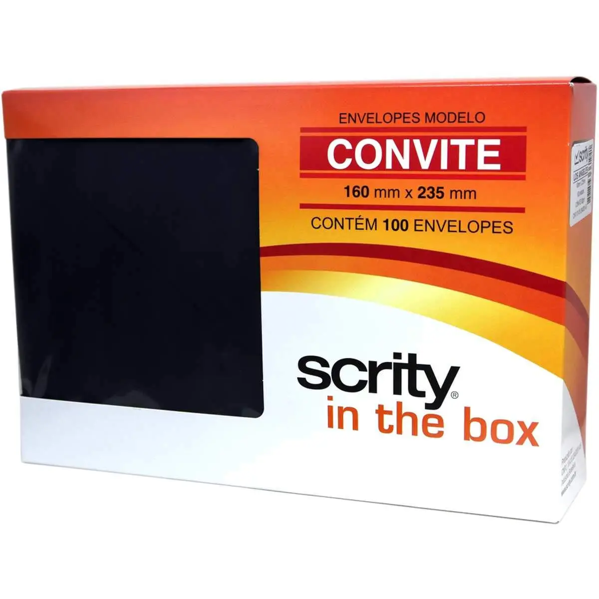 Envelope Convite Colorido 160X25 Preto Los Angeles 80G - Pacote Com 100, Scrity, CCP 470.12, Preto, 160X25