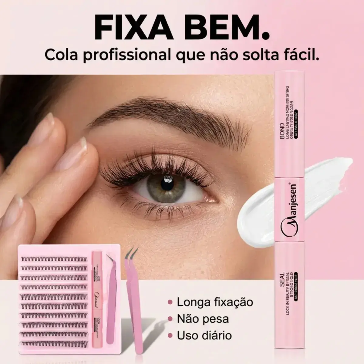 Kit Extensão de Cílios Tufos Mix 30D e 40D com Cola e Pinça para Maquiagem thumbnail 5