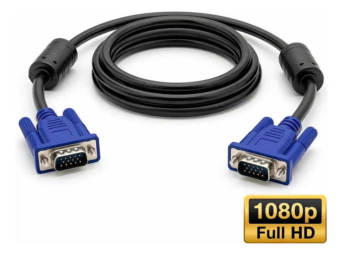 Cabo Vga 1,5m Macho X Macho Com Filtro Para Monitor Pc Tv Projetor Notebook 15 Pinos Conexão Estável Alta Qualidade Imagem Nítida Compatível Com Tela Externa Uso Residencial Profissional Eletric Teck - 1