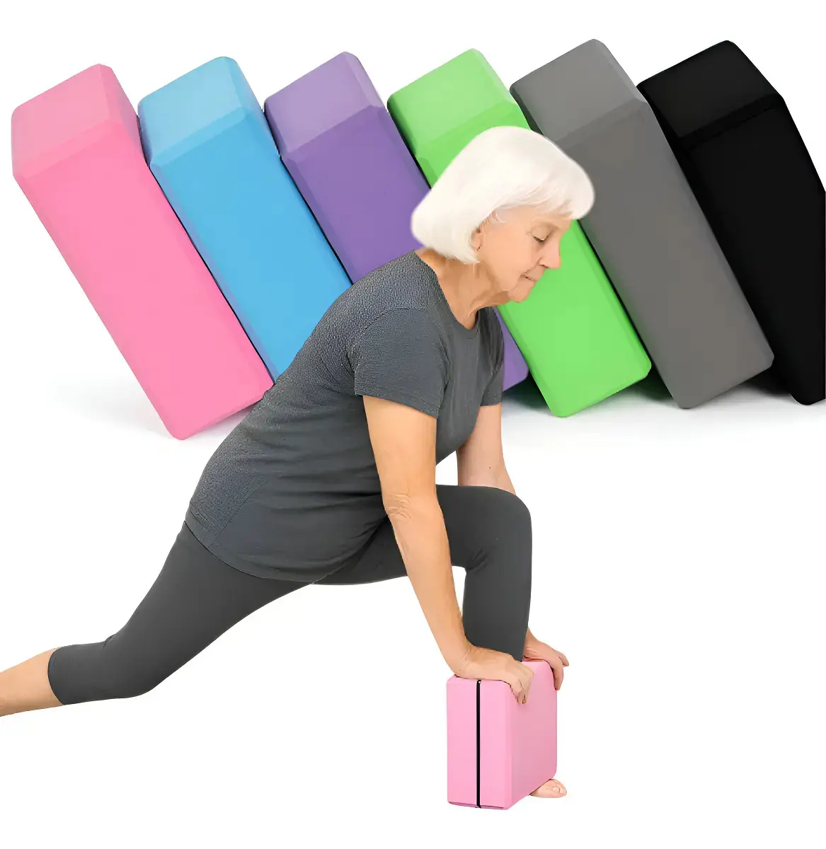 Bloco Yoga EVA Antiderrapante 23x15x8 cm Exercícios Azul