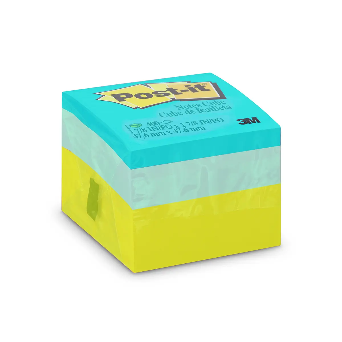POST-IT 3M Bloco de Notas Adesivas Cubo Verde 400 Folhas | 47,6 mm x 47,6 mm, Adesão Excelente, Cores Sortidas, Ideal para Facilitar a Organização no Trabalho, em Casa ou na Escola
