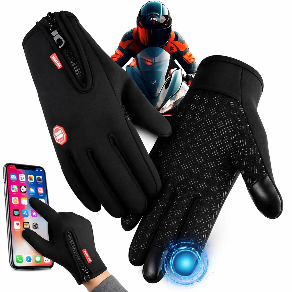 Luva Térmica Resistente à Água Touch Screen – Antifrio para Motociclista, Bike e Motoboy com Proteção e Conforto, Preta