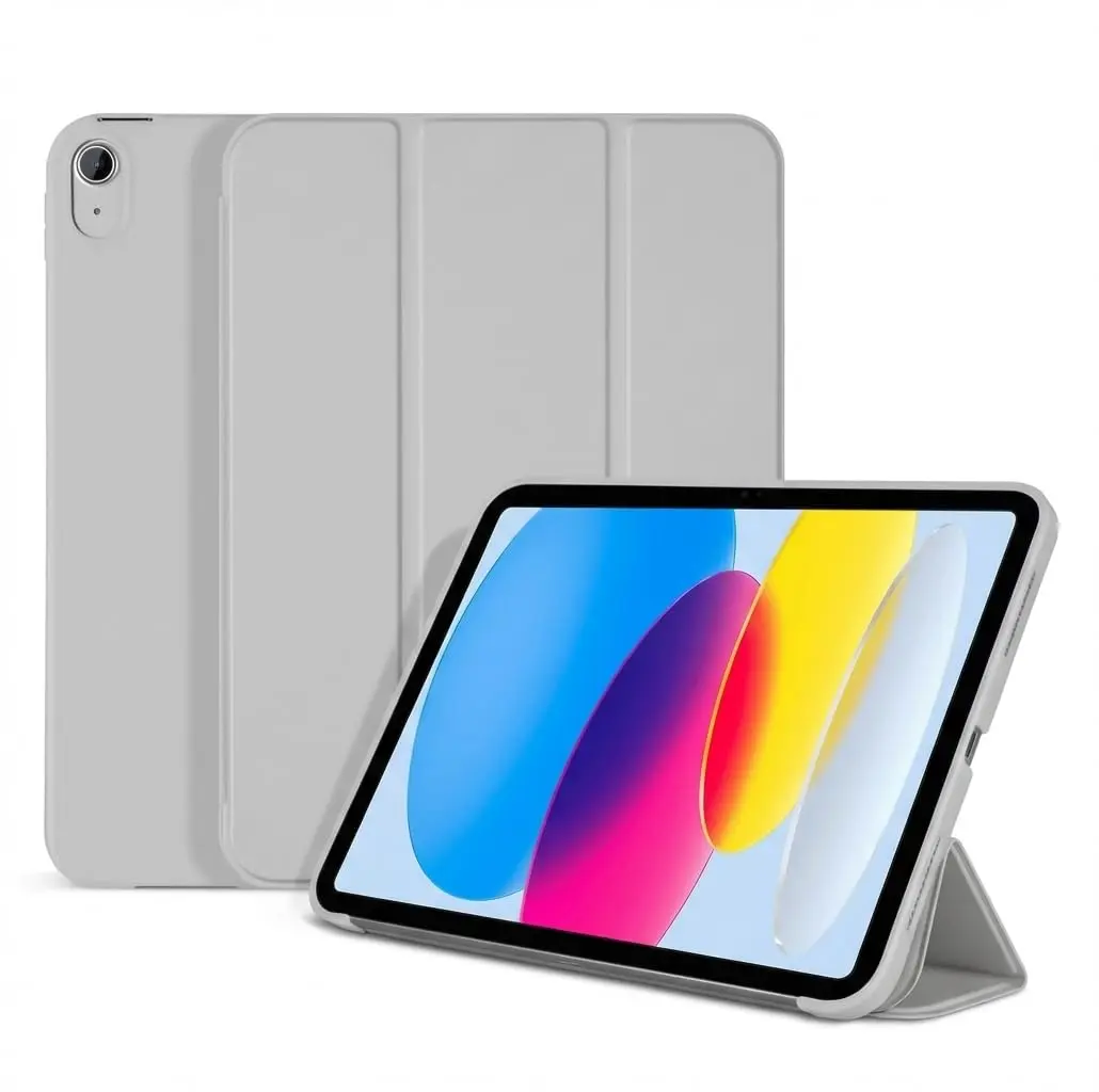 Capa Magnética para iPad 10ª e 11ª Geração MSATech – Case Fino de Silicone Premium com Suporte Ajustável, Função Sleep/Wake Automática e Proteção Translúcida Compatível com Modelos A16 (Cinza) - 1
