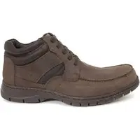 Bota Masculina Anatomic Gel Couro com Cadarço Elástico Marrom Mustang Brown