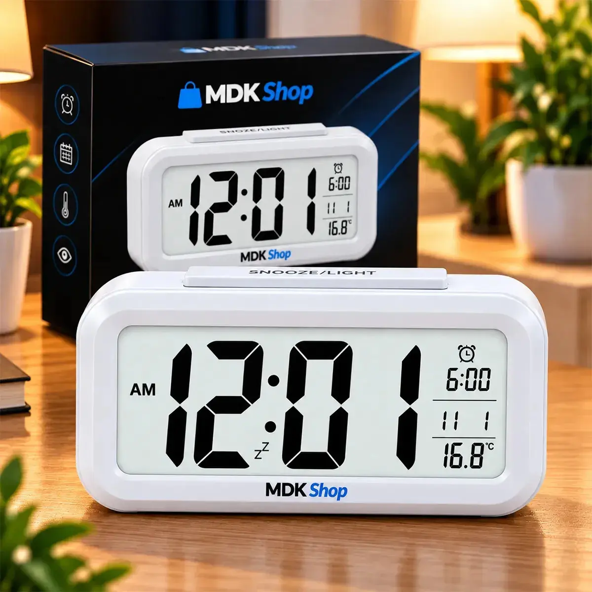 Relógio Digital Mesa Despertador Inteligente Cabeceira Quarto Idoso Com Sensor De Temperatura Micgeek thumbnail 8
