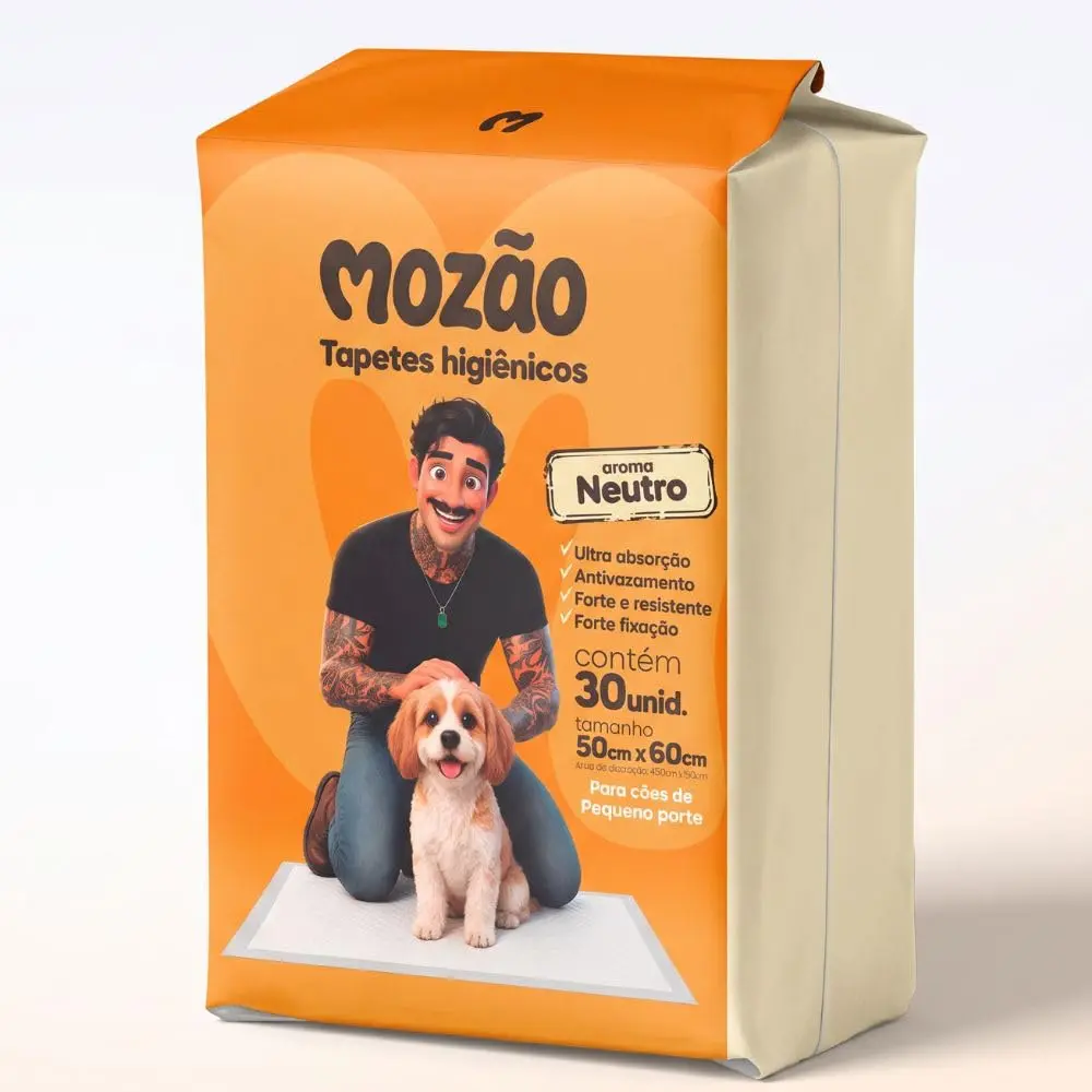 Tapete Higiênico para Cães Mozão Aroma Neutro 50x60cm 30 Unidades | 6 Camadas Super Absorvente com Gel Anti Vazamento e Controle de Odores - 1