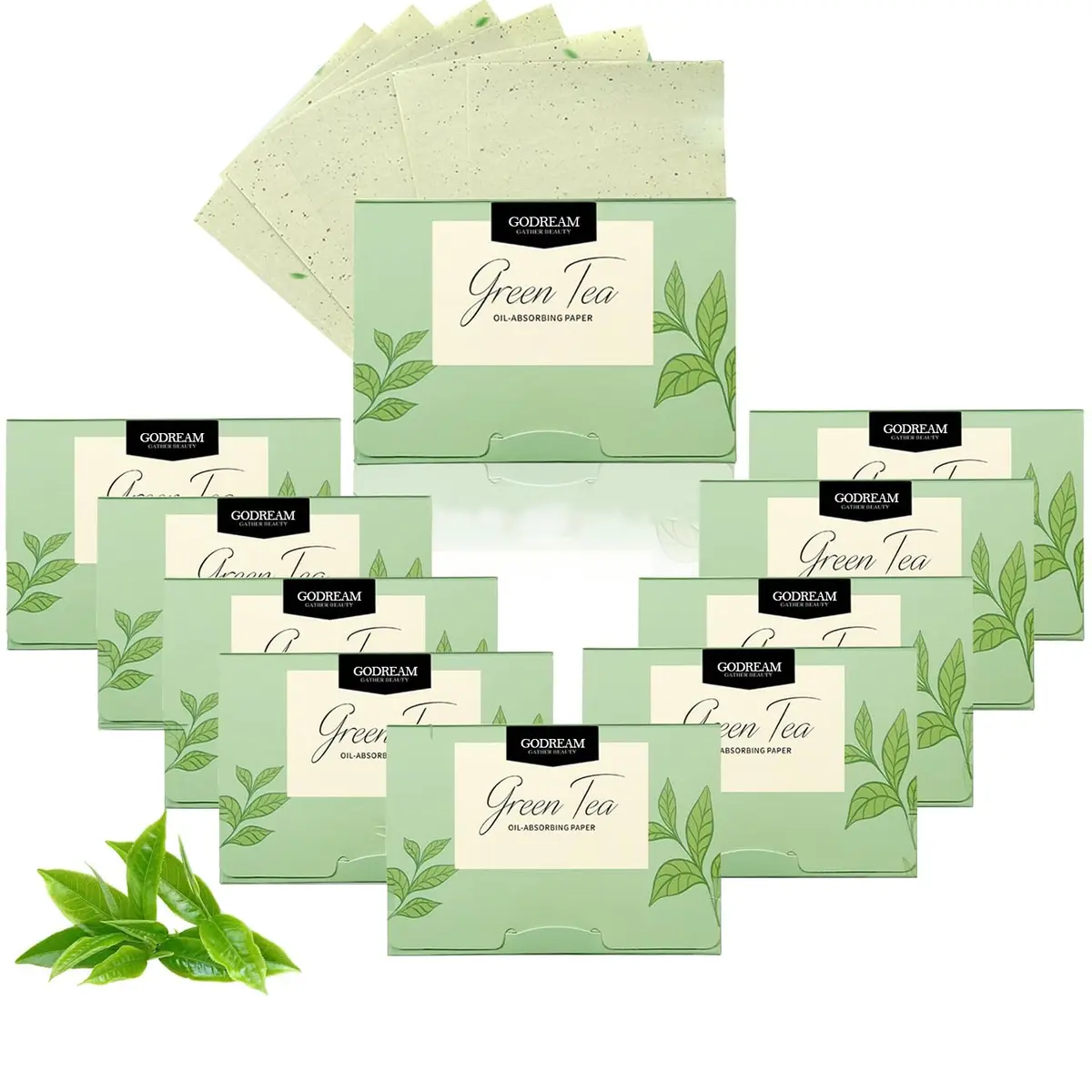 GODREAM 1000 folhas Lenço Antioleosidade Facial, Lenço Removedor de Oleosidade, Lenço para Remove o Brilho Facial Oleoso, Ideal para Oleo Facial (Chá verde)