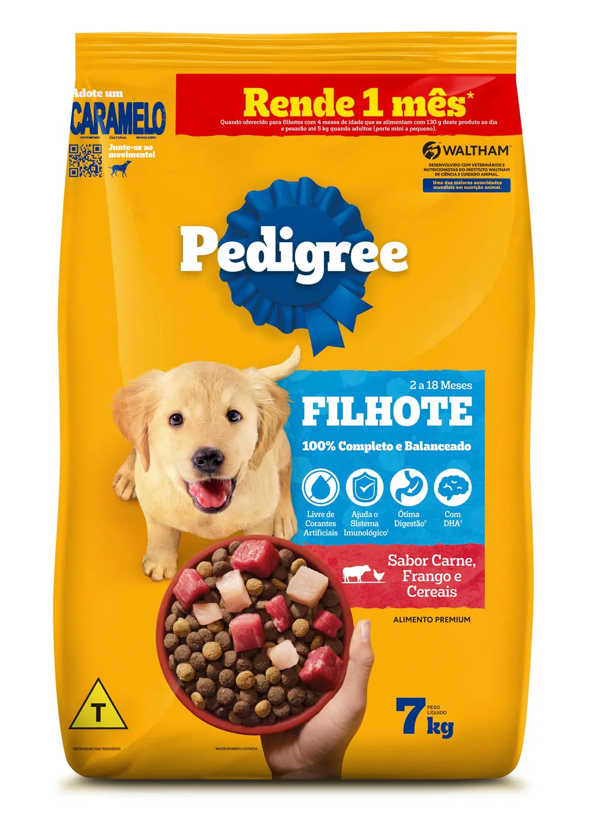 Ração Pedigree Carne Frango e Cereais Cães Filhotes 7 kg