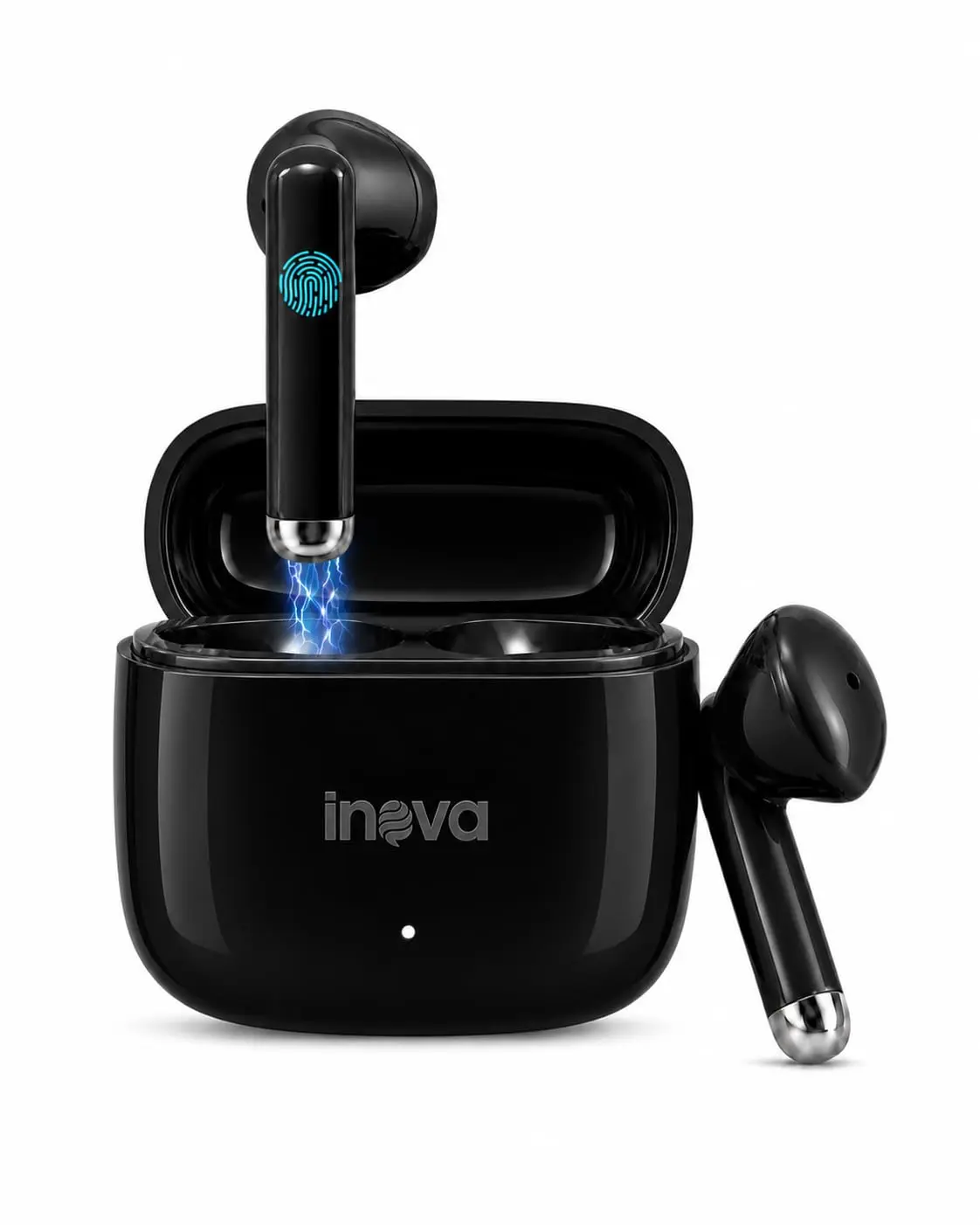 INAVA Fone Ouvido Bluetooth, Hi-Fi, 50H, À Prova d'Água e Poeira - Preto | TWS Sem Fio, Drivers de 12mm, Microfones Duplos com IA, Compatível com Android e iOS - 1