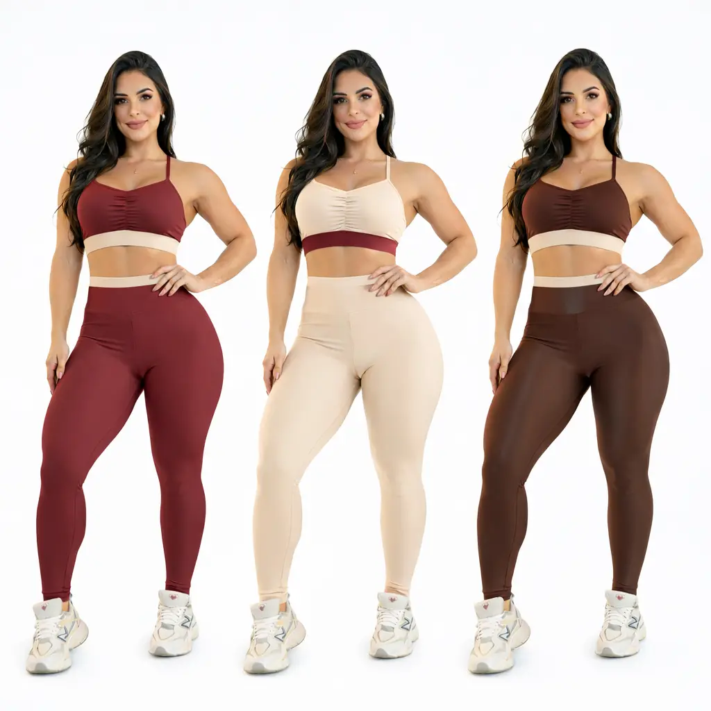 Conjunto Fitness Feminino Academia Bicolor Top e Legging Tecido Conforto Premium - 1