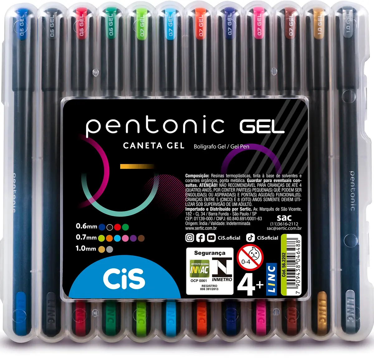 CIS Caneta Gel Pentonic, Estojo com 12 cores sortidas