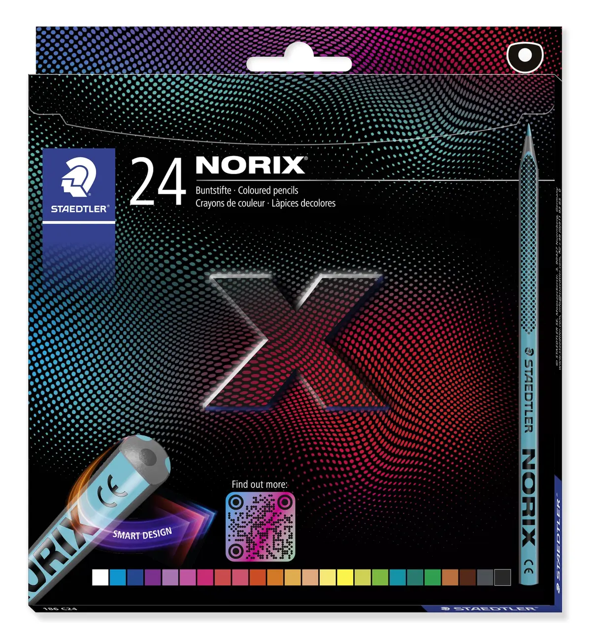 STAEDTLER Lápis de Cor NORIX 186 C24 – Estojo Com 24 Cores Super Vibrantes, Design Ergonômico Antideslizante, Madeira Reutilizada, Estilo X‑treme para Jovens Criativos - 1