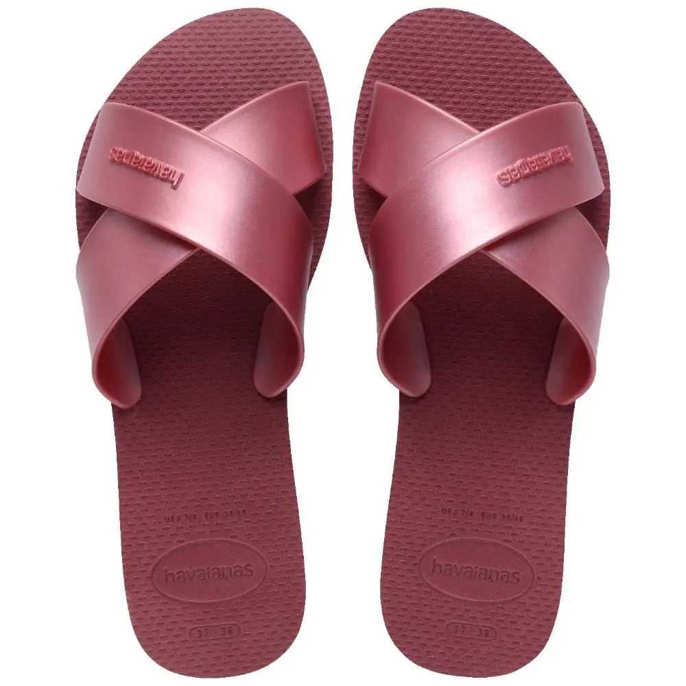 Chinelo Rasteira Havaianas cor:Amaranto;tamanho:35/36