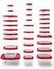 Recipientes para alimentos Rubbermaid, 60 peças com tampas, transparente e vermelho - 1