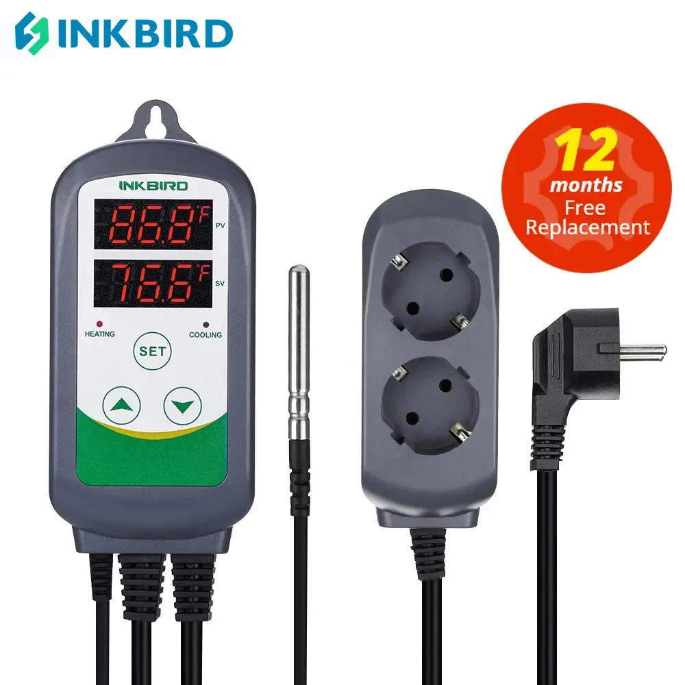 INKBIRD ITC-308 Controlador de temperatura de relé duplo de aquecimento e resfriamento, carboy, fermentador, temperatura de terrário de estufa. Controle