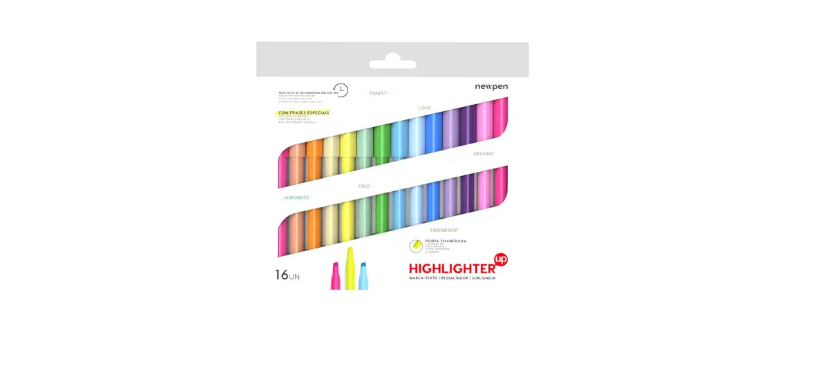 Marca-texto, Newpen, Up, Youtubers Collection, 16 Cores - 1