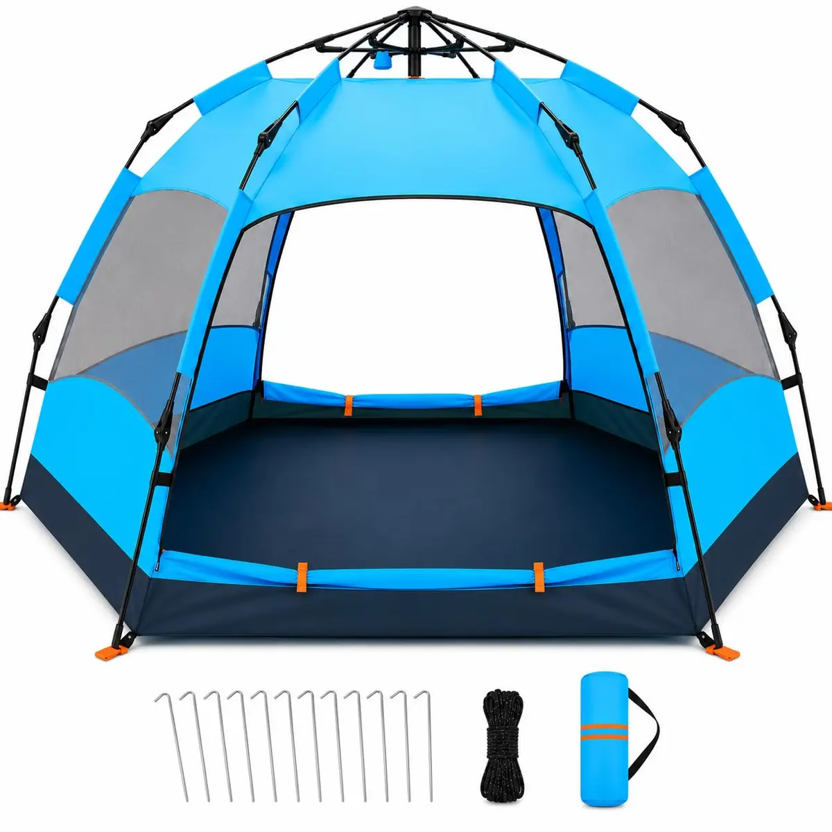 Barraca Pop-Up Automática 2-3 Pessoas, Tenda Campanha 240x210x135cm | Impermeável com Mosquiteiro e Proteção UV, Fácil Montagem para Acampamento ao Ar Livre