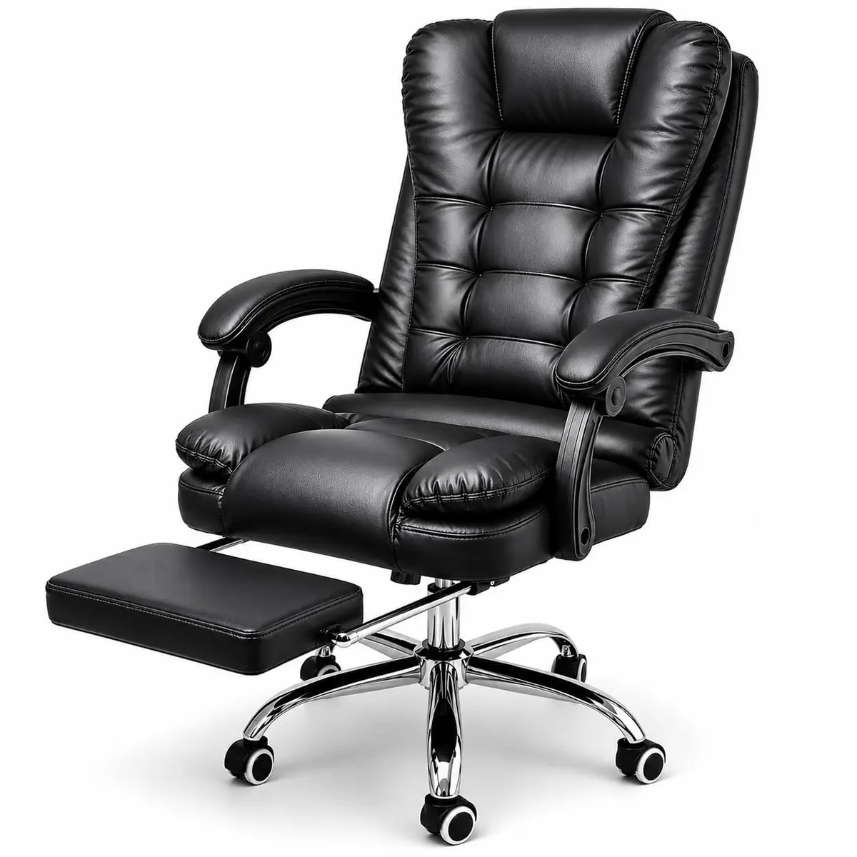 Cadeira Presidente Reclinável Premium com Apoio para os Pés Preta – Cadeira Ergonômica para Escritório, Trabalho e Home Office - Cadeira Premium