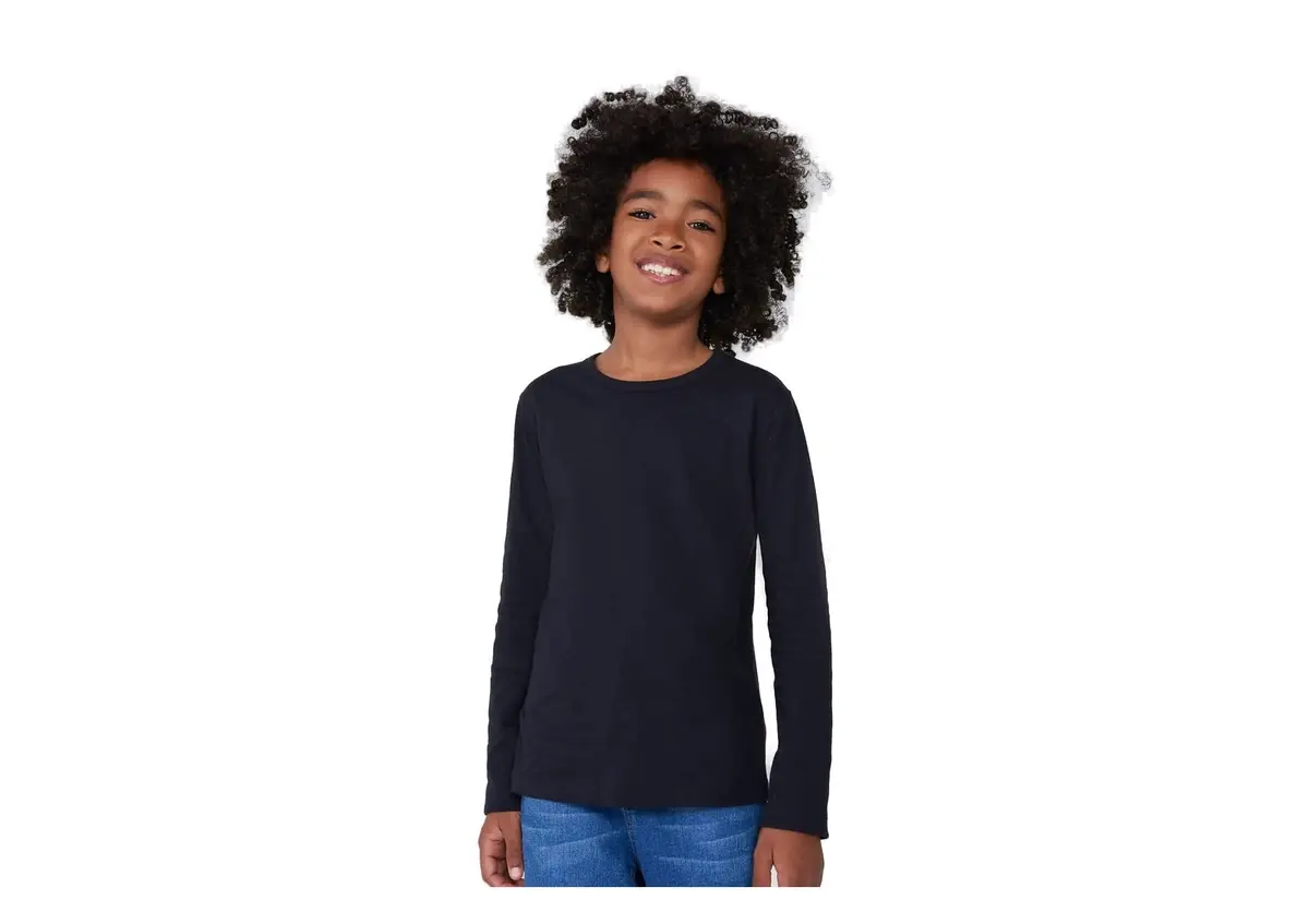 Camiseta Básica Infantil Unissex Manga Longa