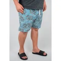 Short Estampado Elastano Plus Size Grande Bermuda flor Azul - 1