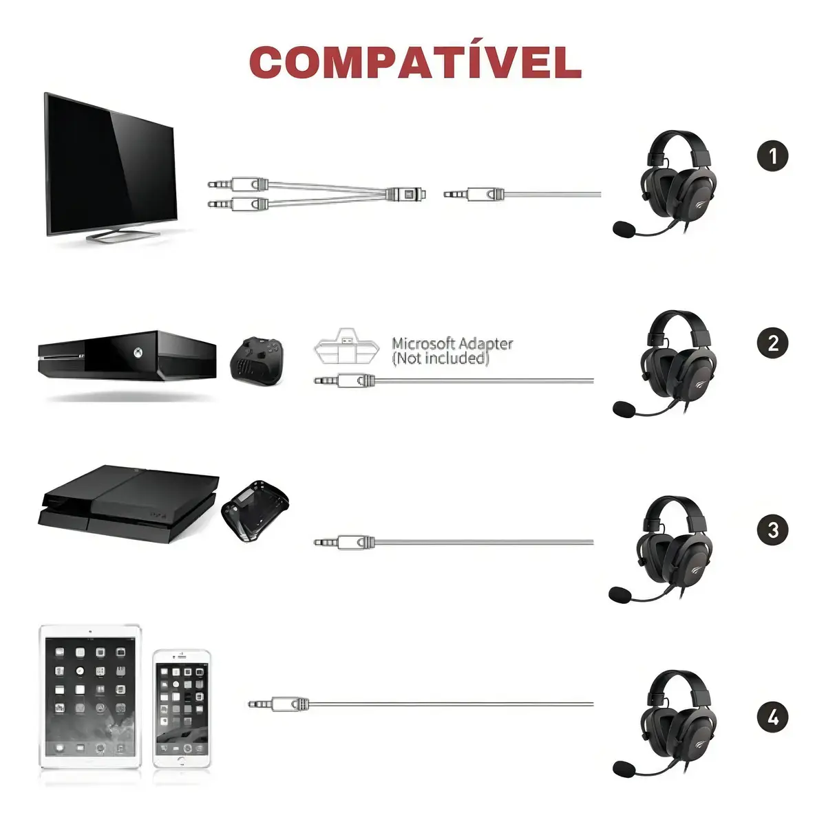Fone De Ouvido Headset Gamer Havit H2002d P3 Para PS3/PS4/PS5/XBOX/PC Cor Preto thumbnail 9