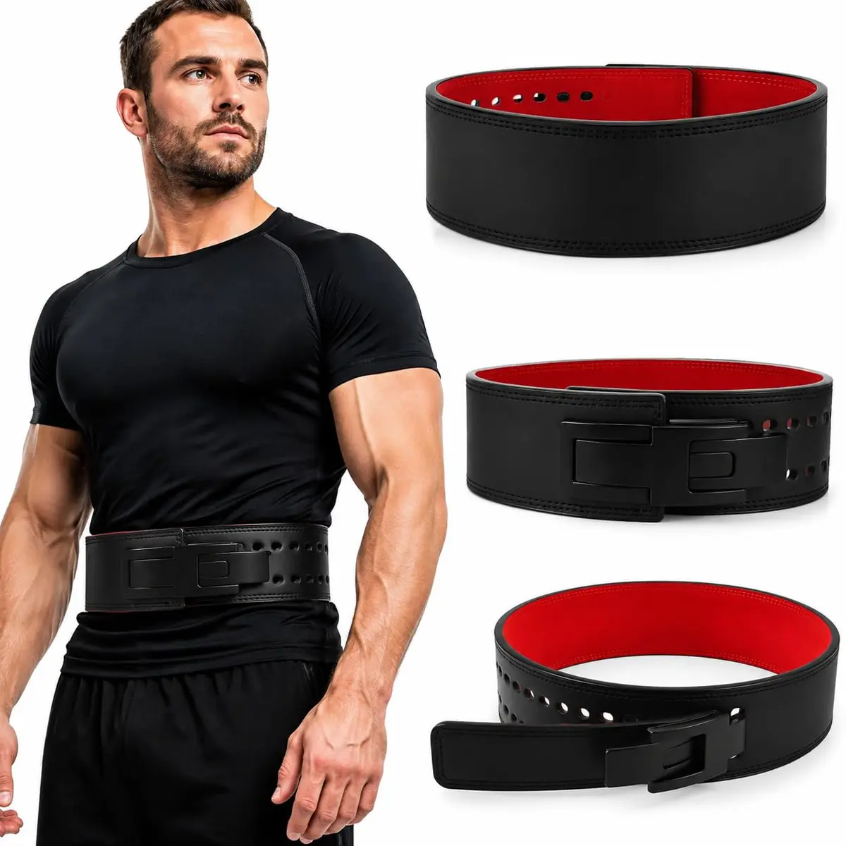 Gavzrt Cinto de Levantamento de Peso com Trava Rápida, Cinturão de Musculação e Powerlifting para Agachamento, Ginástica com Fechamento de Contato e Tamanho Ajustável