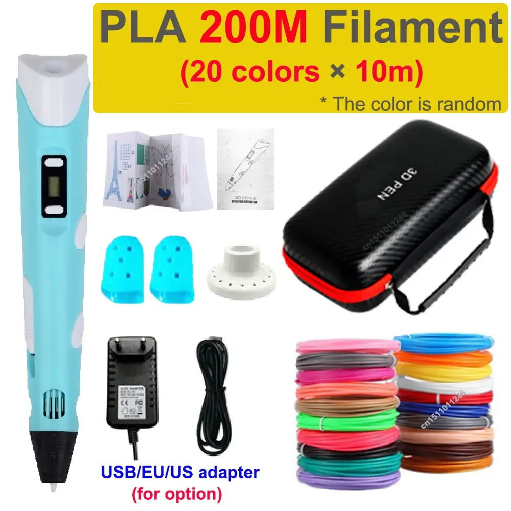 Caneta 3d de impressão 3d, canetas de desenho diy para crianças, filamento pla, aniversário, natal, meninos, meninas, presente para crianças com estojo de viagem