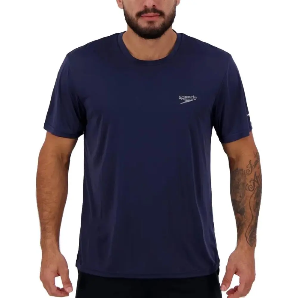 Camiseta Masculina, Speedo, Interlock, Tamanho P - Marinho