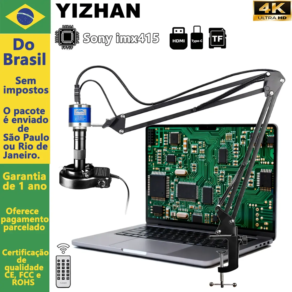 YIZHAN microscópio digital eletrônica 4K, lente d’ingrandimento professionale digitale HDMI VGA USB, microscopio saldatura 180x 150x Lente, Atualizada Suporte Reforçado, Software gratuito e guia de utilização