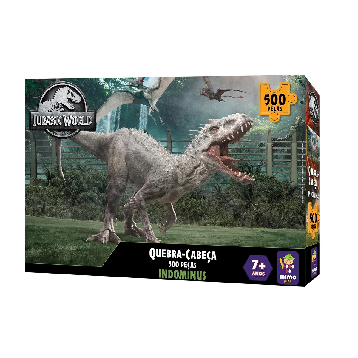 Jurassic World, Quebra cabeça 500 peças Indominus Rex - Mimo brinquedos | Material de papelão