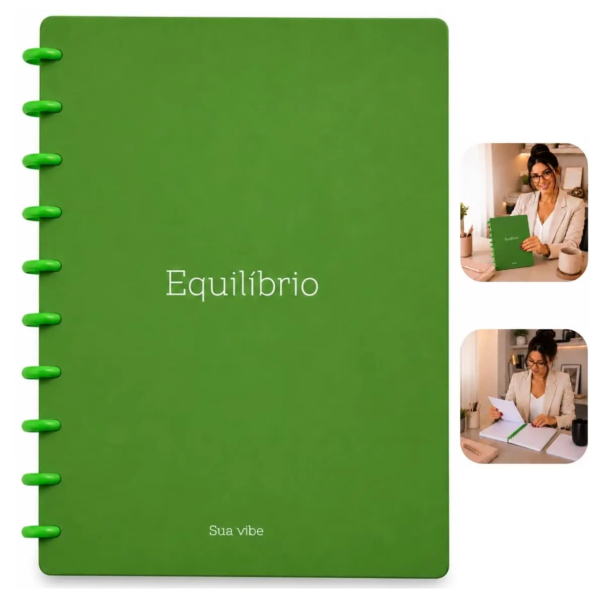 Caderno com 80 Folhas Reposicionáveis Modelo Tipo Inteligente Grande B5 | Pautada 200mm x 260mm Espiral Divisórias Sistema Disco Papelaria Fofa Criativo Material Escolar Cores Capa Frase Motivacional