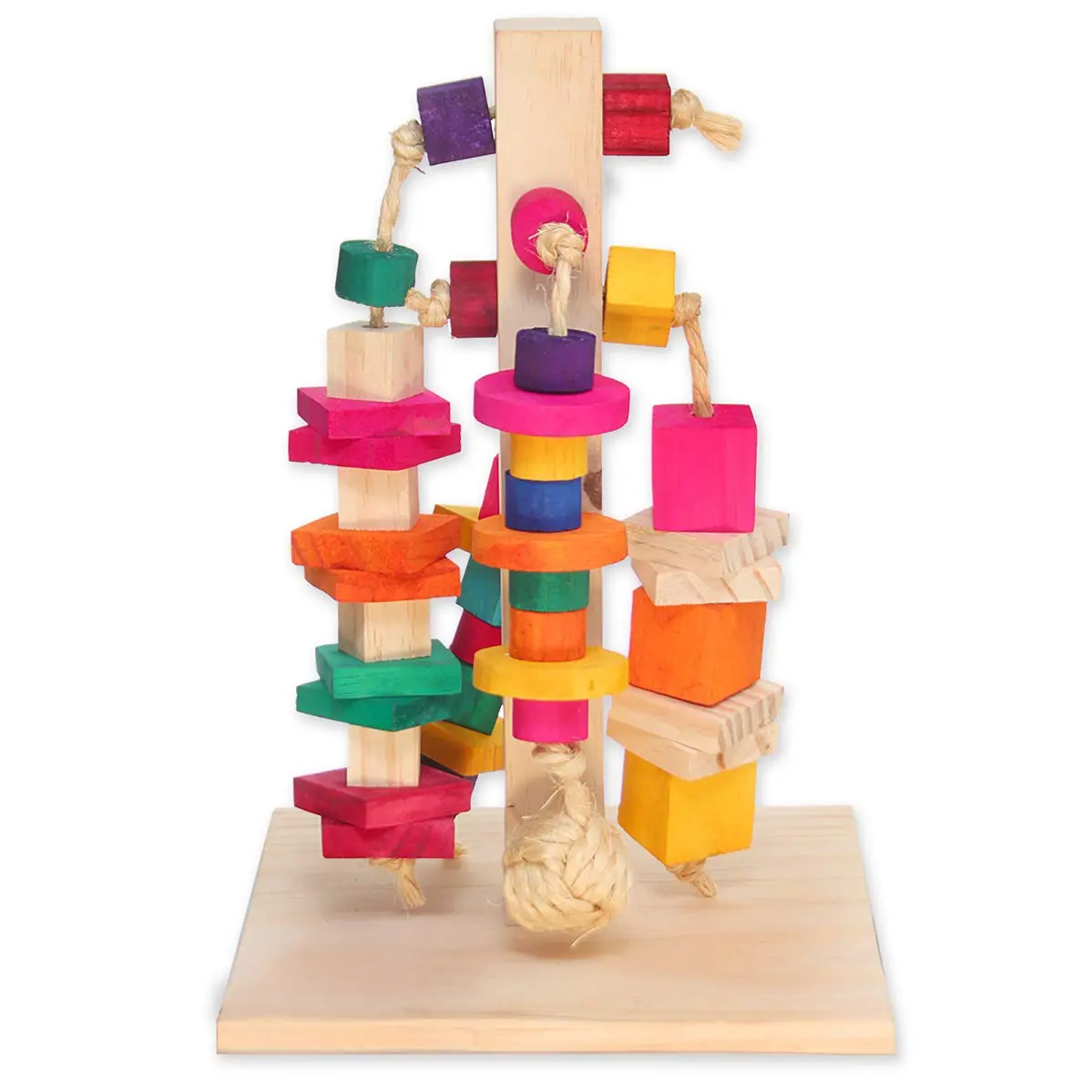 Brinquedo Totem em Pínus e Sisal Para Coelhos
