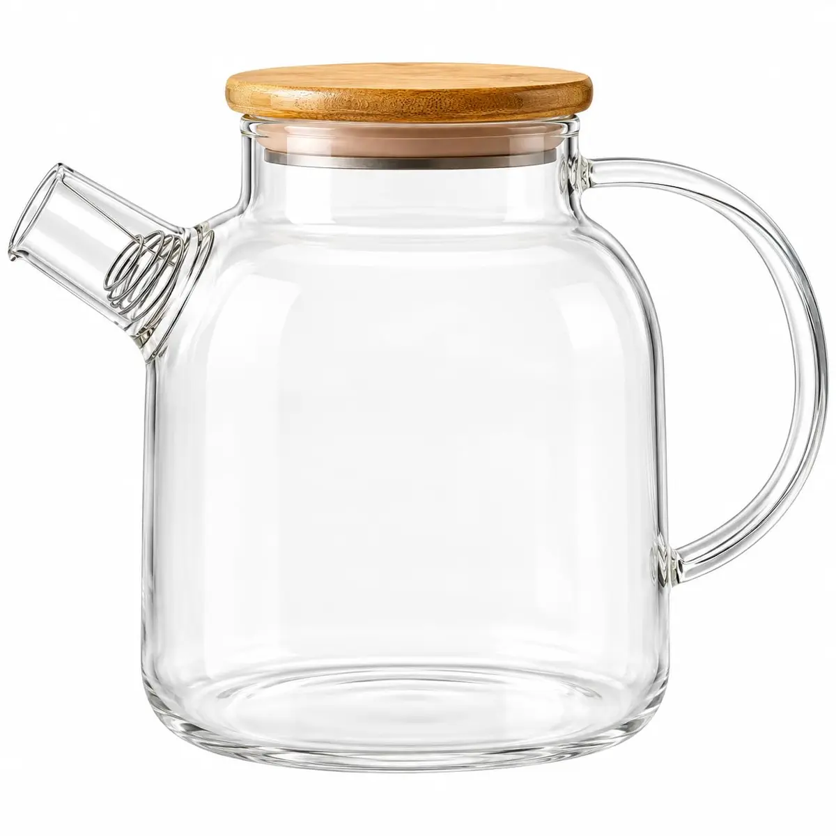 Jarra de Vidro com Tampa de Bambu Hermética, 1500ml | Design Moderno e Elegante, Resistente ao Calor, Com Alça, Bule de Água, Suco, Café e Chá