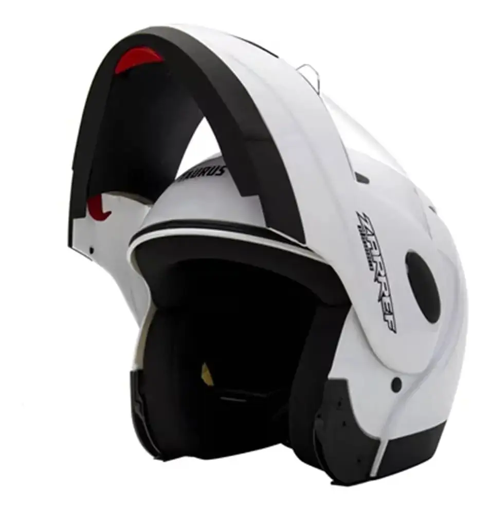 Capacete Escamoteável Taurus Zarref Classic Articulado Branco Brilhante