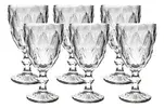 Jogo De Taças Diamante De Vidro 6 Peças 260ml Água Suco - 1