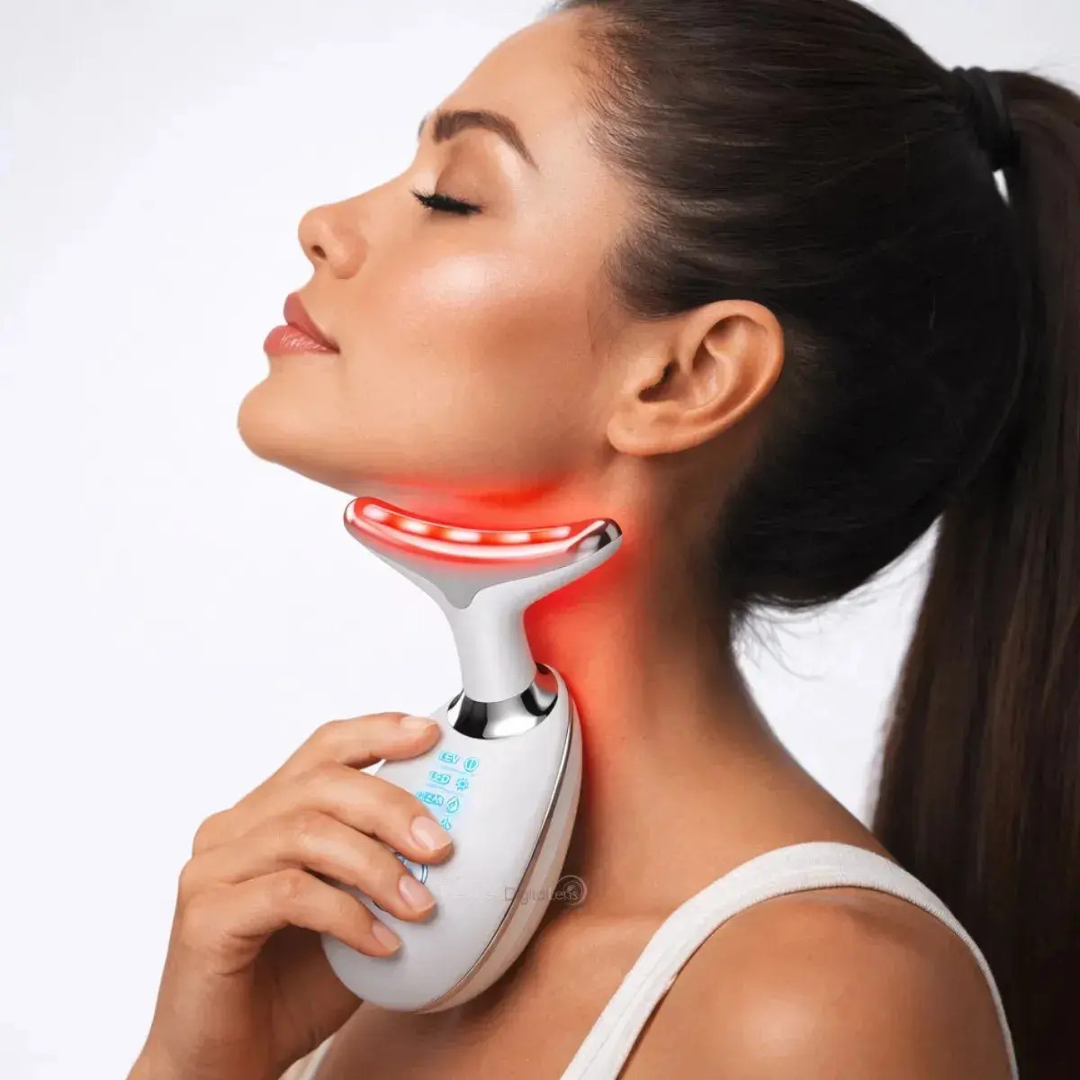 Massageador Facial Lifting De Pescoço e Rosto LED Vibração Bivolt 110v 220v Fototerapia Para Rejuvenescer Firmeza Anti-Rugas Aparelho Redutor de Papada Lift Mascara Led Facial MARCA Chrome Technology thumbnail 5