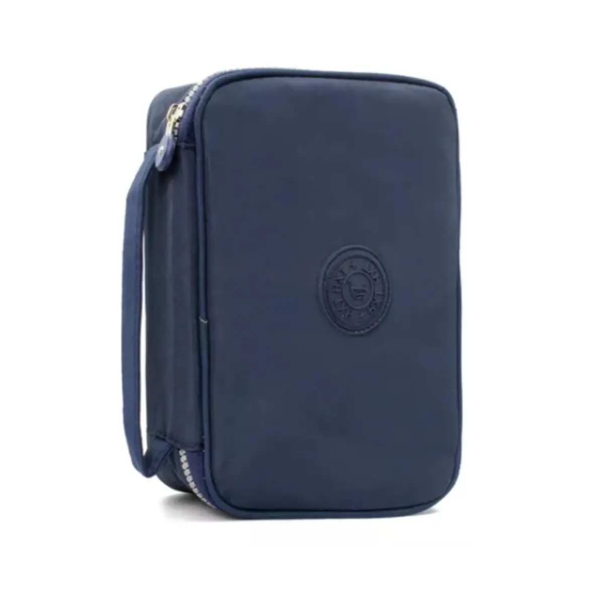 Estojo Escolar Grande Box 100 Lápis Nylon Tactel Com 27 Elásticos Ziper Resistente Escolar Papelaria Fofa Unissex Com Organizador De Lápis Canetas Marca Bella Mallu (Azul Marinho)