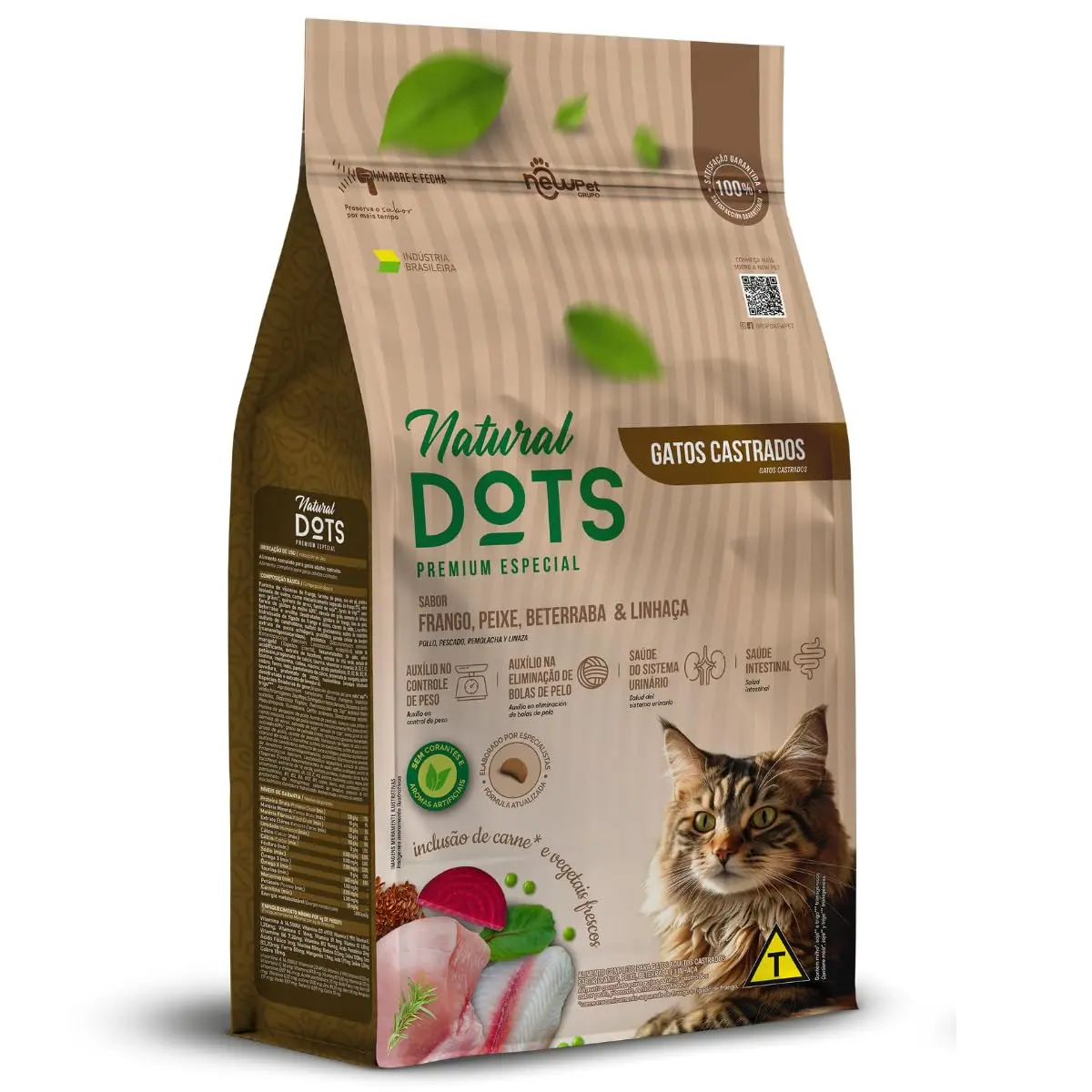 Ração Seca Natural Dots para Gatos Castrados - Pacote 11 kg | Também disponível em pacote de 1 kg