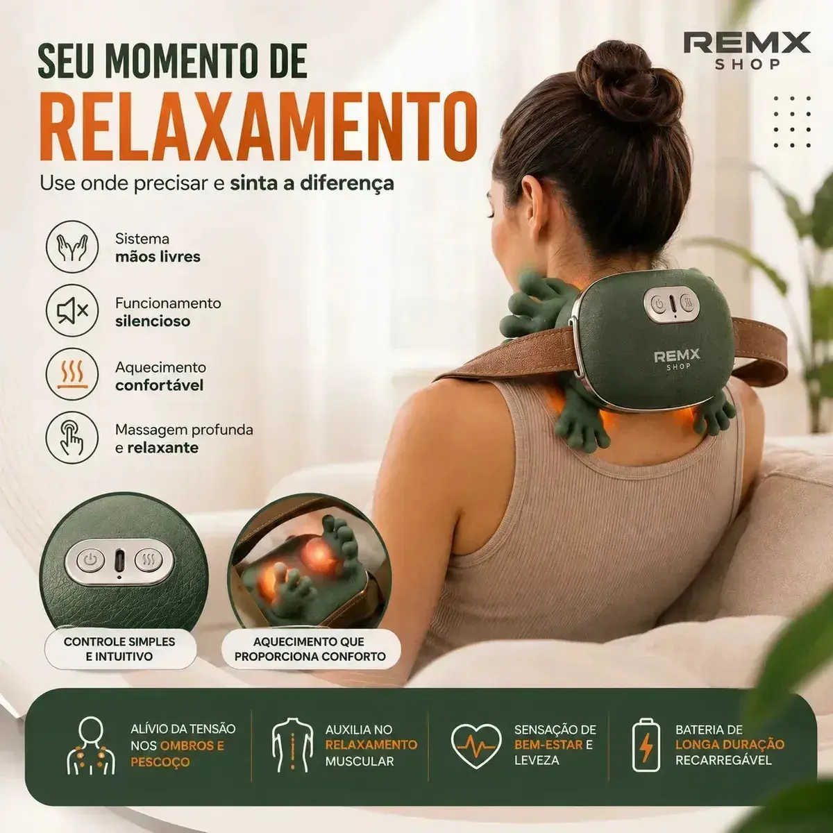 Massageador Elétrico para Pescoço e Ombros com Aquecimento REMX SHOP thumbnail 4