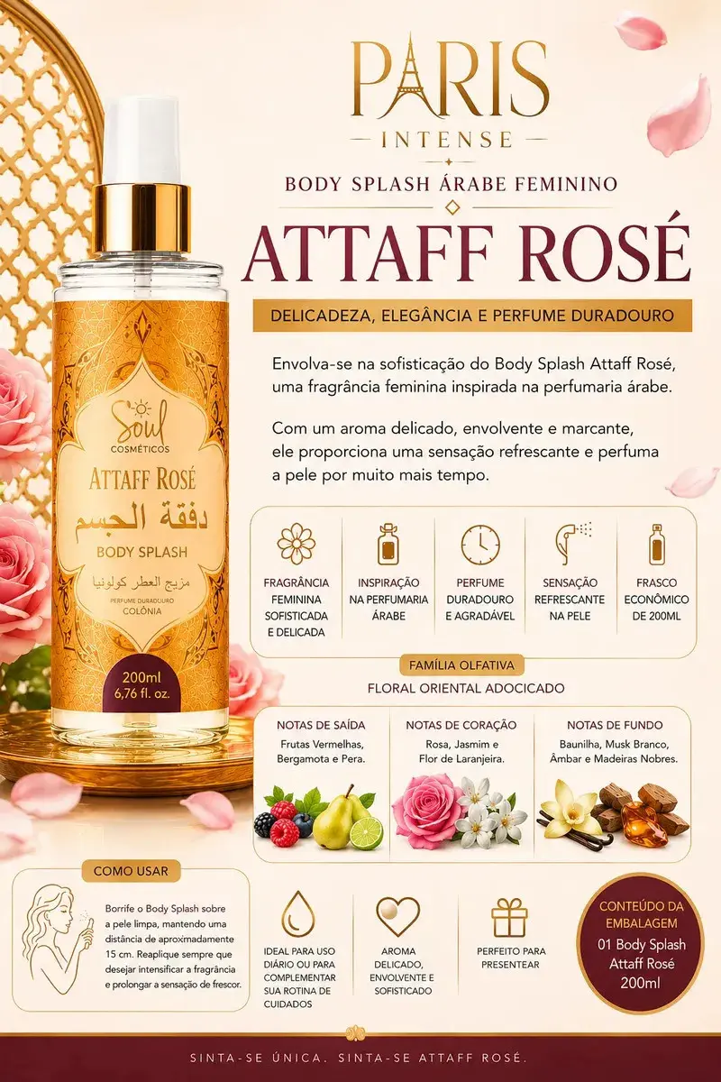 Body Splash Arabe C/4un 200ml Perfume Feminino de Luxo Alta Concentração thumbnail 4