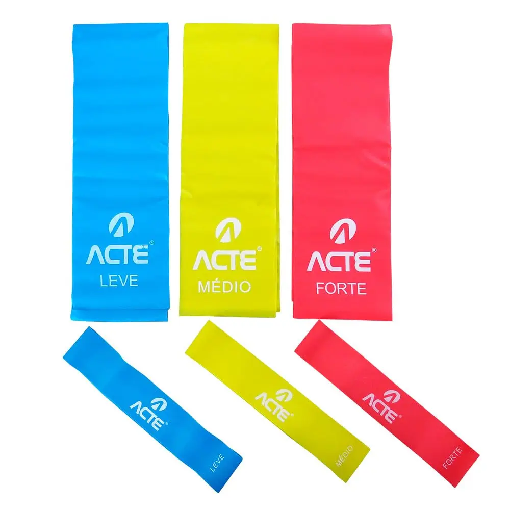 Acte, Kit 3 Faixas Bands e 3 Mini Bands, Tpe, com Diferentes Níveis de Intensidade, nas cores Azul, Amarelo e Vermelho, T270-A. - 1