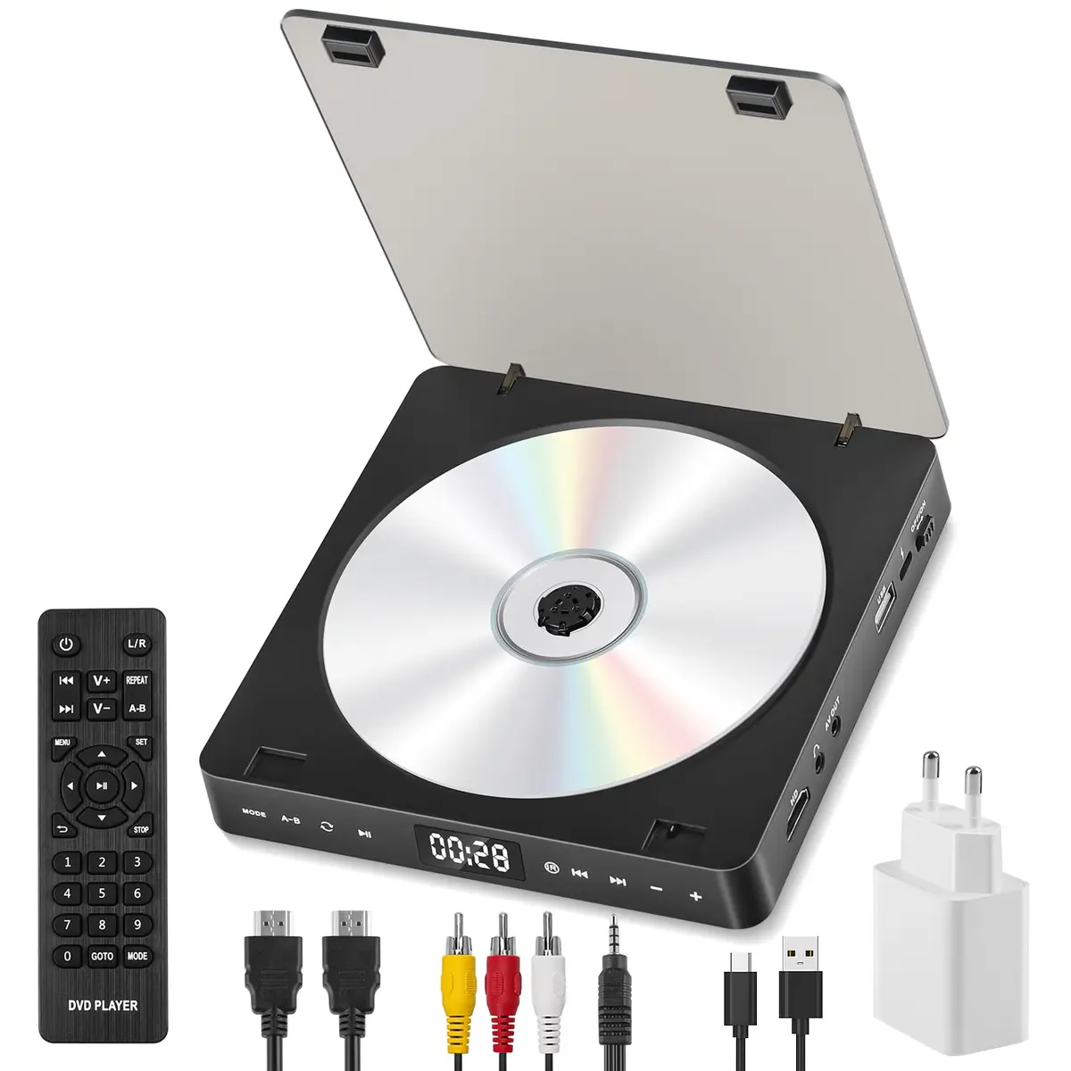 Mini Leitor de DVD HD, Leitor de Dvd Externo, DvD Player Hdmi, CD Player, DvD Player, Leitores de DVD para TV, CD Player Portatil, Leitor de DvD, Aparelho DvD, Leitor de CD, Toca CD - 1