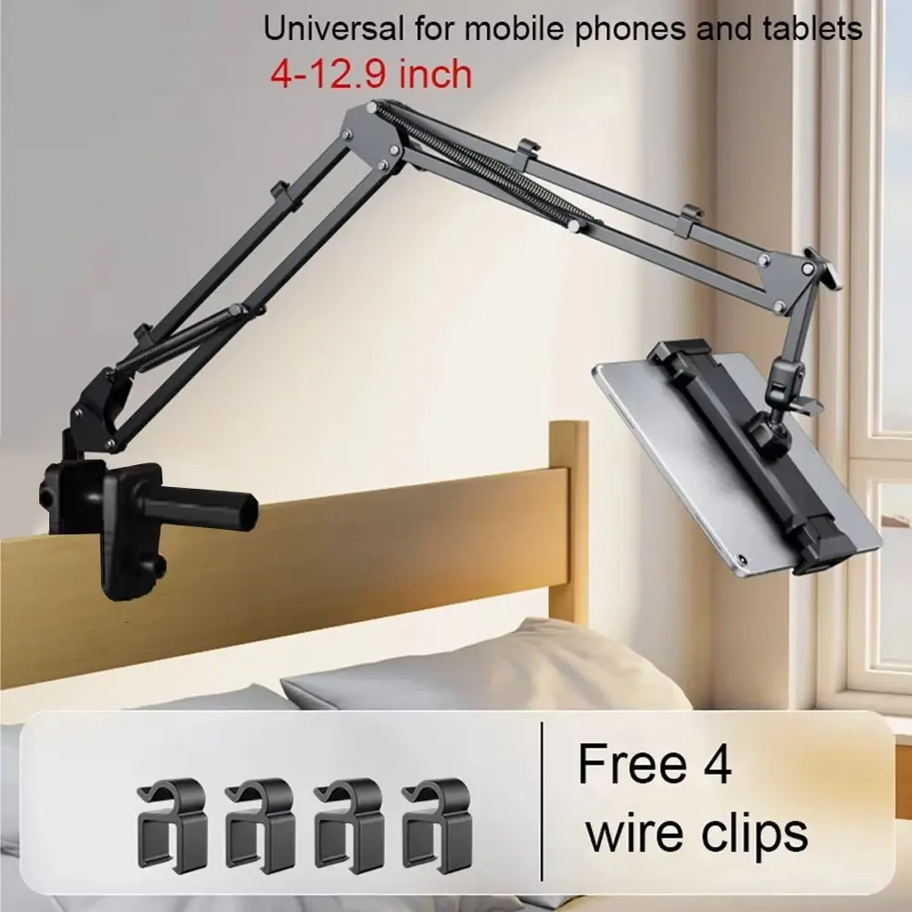 Suporte para Tablet para Cama com Braço Metálico de 90cm 360 ° Suporte Giratório para Tablet de Cama para iPad e Celular de 4.5 a 11 Polegadas