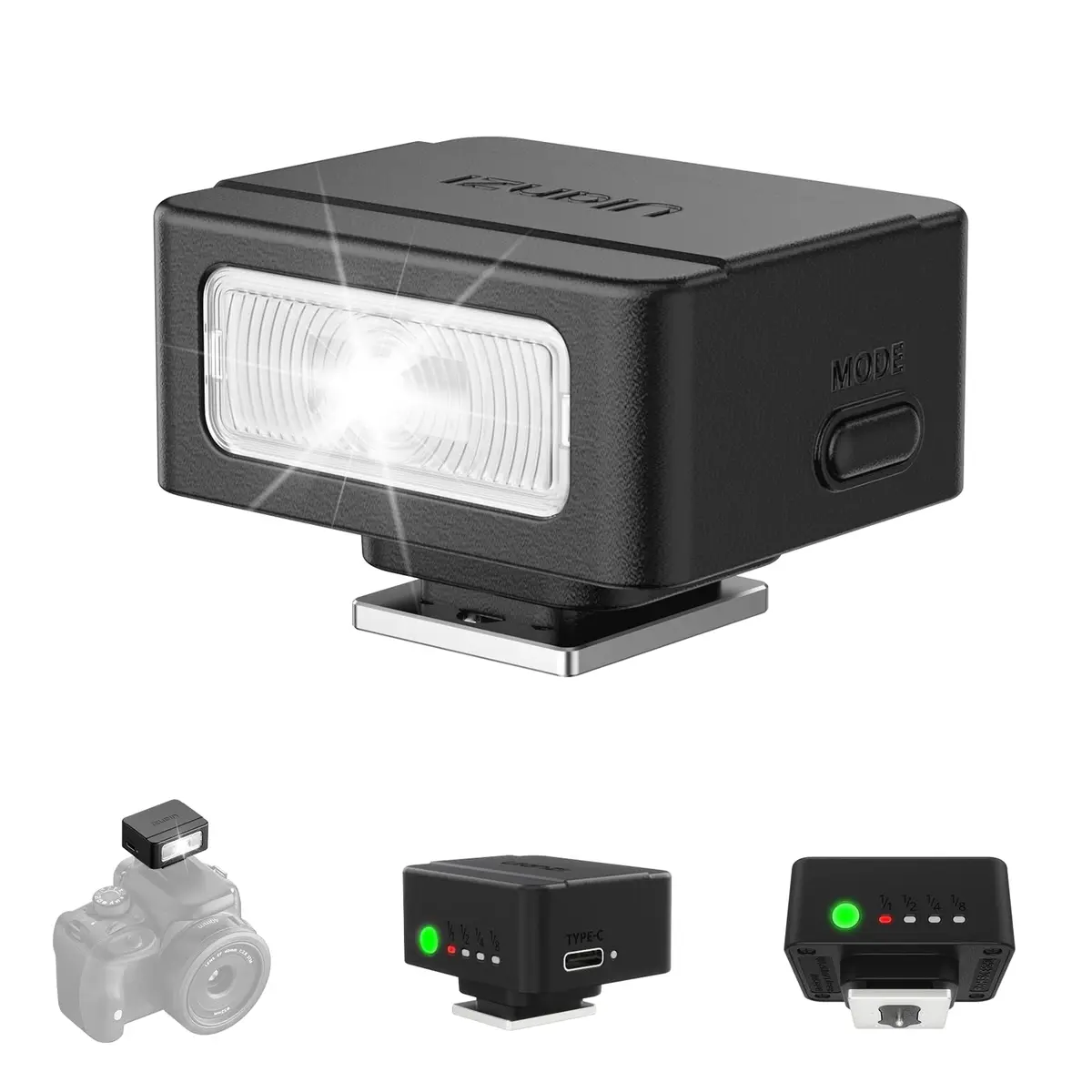 ULANZI SL01 Mini Flash Speedlite, GN8 6500K Luz de flash para câmera compatível com Sony Canon Fuji, Nikon, Panasonic, Pentax, Olympus, Leica, Camers Flash, 4 níveis de potência, mini flash NÃO é - 1